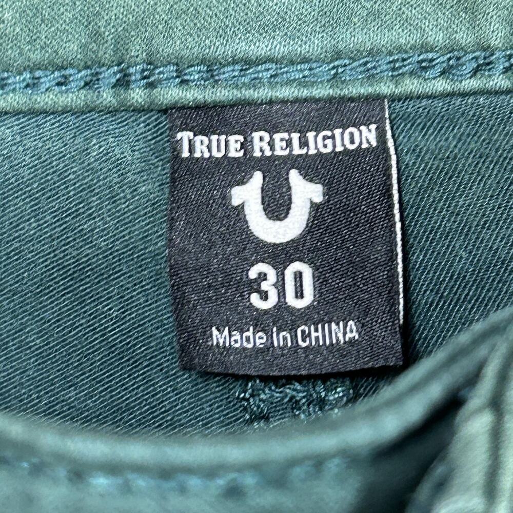 True Religion Pants Mens 30 Green Logan Relaxed Taper Chino Stretch Casual - Picture 3 of 12